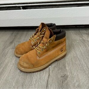 Timberland Youth Boys Tan Nubuck Leather Hiking Tan Lace Up Boots Size 11.5